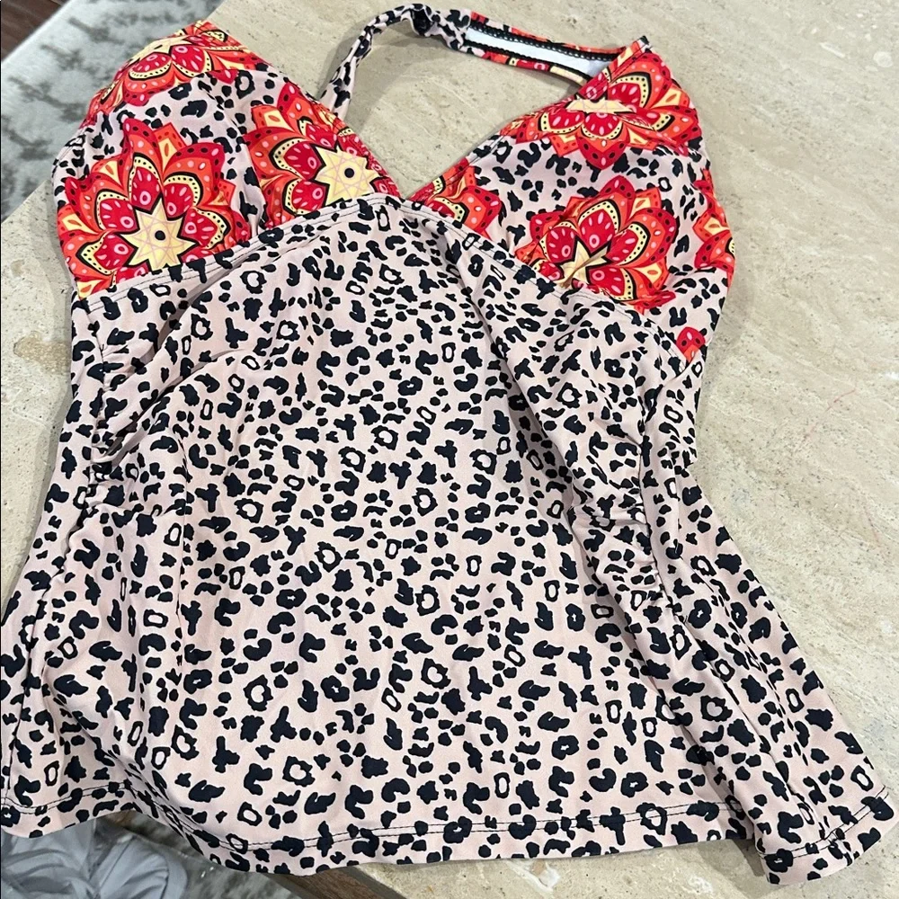 Womens Tankini Swimsuits Two piece Tummy Control Bathing Suit Modest NWT Size M - Picture 3 of 4